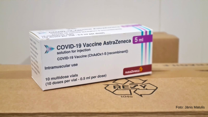 AstraZeneca vakcīnas iepakojums