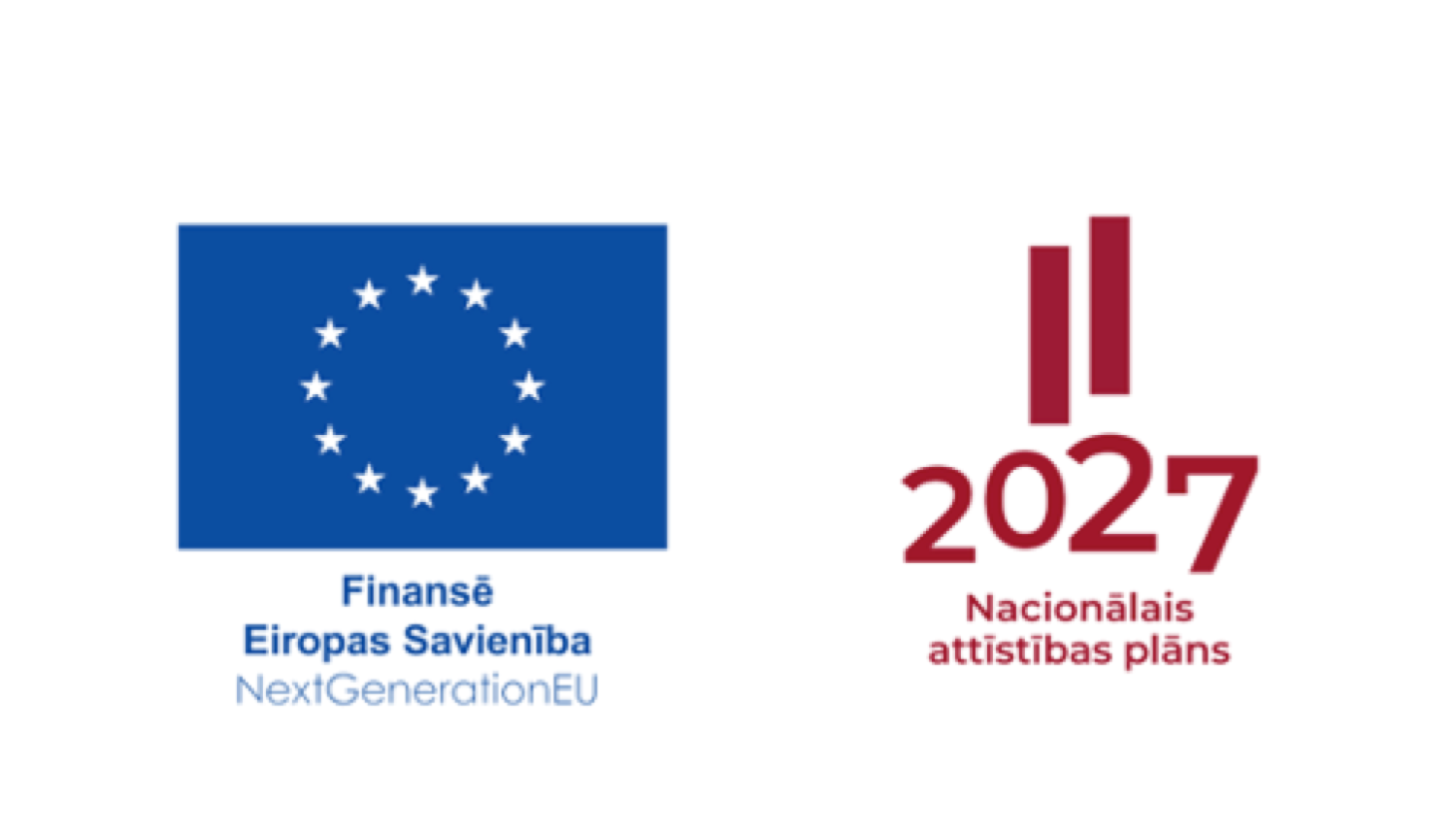 Logo kopa: Eiropas Savienības karogs un "Finansē Eiropas Savienība", kā arī Latvijas Nacionālā attīstības plāna 2027 logo.