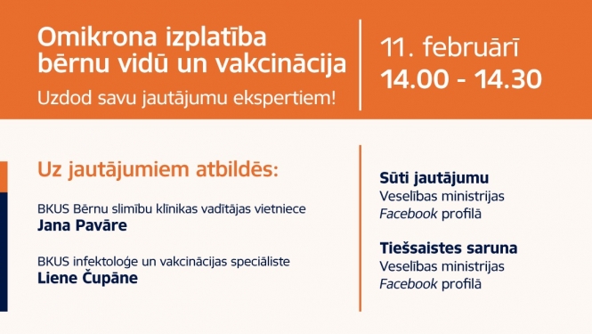 Tiešsaistes sarunu cikls par vakcināciju pret Covid-19 - eskpertu atbildes uz iedzīvotāju visbiežāk uzdotajiem jautājumiem par bērnu vakcināciju