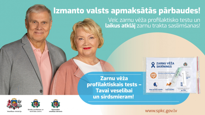 SPKC uzsāk kampaņu “Zarnu vēža profilaktiskais tests – Tavai veselībai un sirdsmieram!”